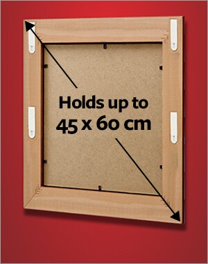 A frame holding a maximum size of 45x60cm using 4 sets of medium or narrow picture hanging strips.